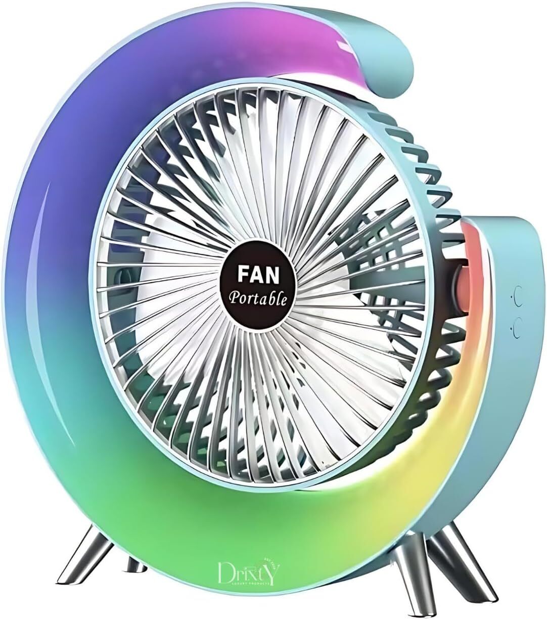 مروحة وإباجورة ذكية – دوران 180° مع إضاءة ليلية ملونة